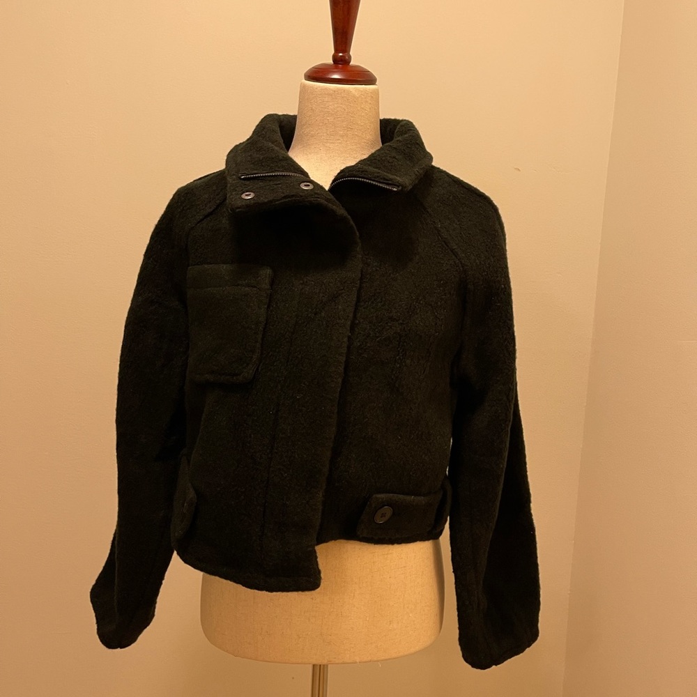 Bernie Bernardo Asymmetric Cropped Jacket Coat Black Size XS